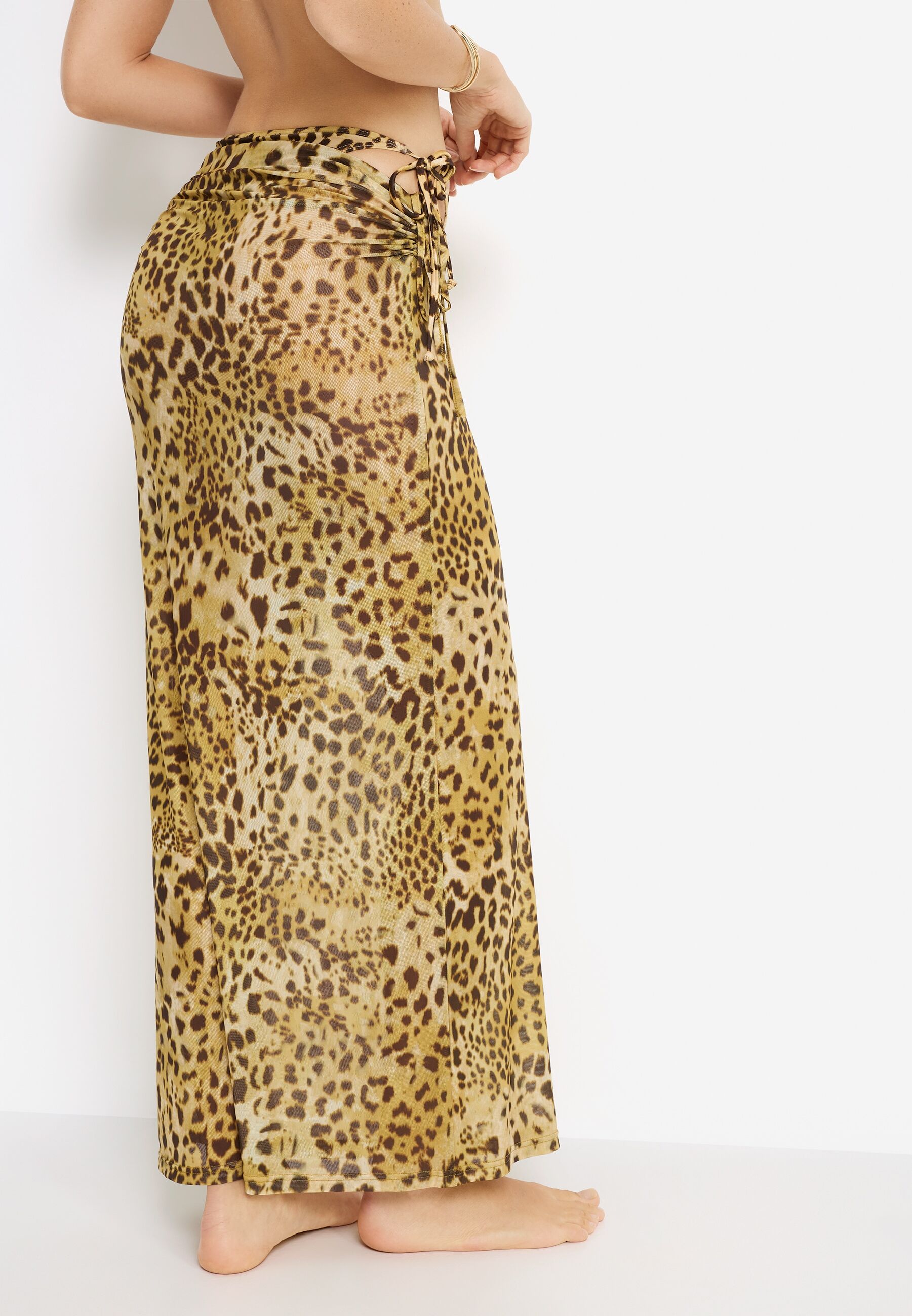 Meshrock LSCN BY LASCANA, Damen, Gr. 34, braun (leopard print), Netz, Obermaterial: 95% Polyester, 5% Elasthan, bedruckt, figurbetont knöchellang, Röcke Meshrock, in Maxilänge mit Animaldruck leopard print 34