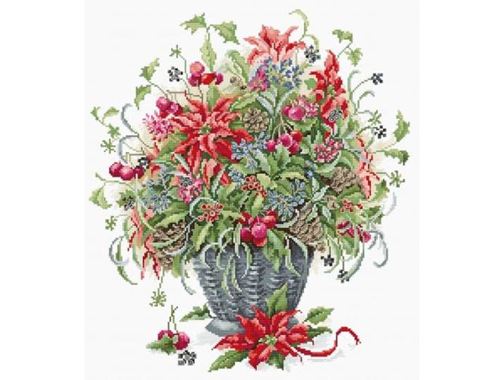 Luca-S kruissteekset Gold Collection. december boeket bloemen , telpatroon, 30x34cm