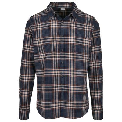 Langarmhemd URBAN CLASSICS "Urban Classics Herren Checked Campus Shirt", Herren, Gr. M, US-Größen, blau (dunkelblau, rustrot), 100% Baumwolle, normal, Hemden