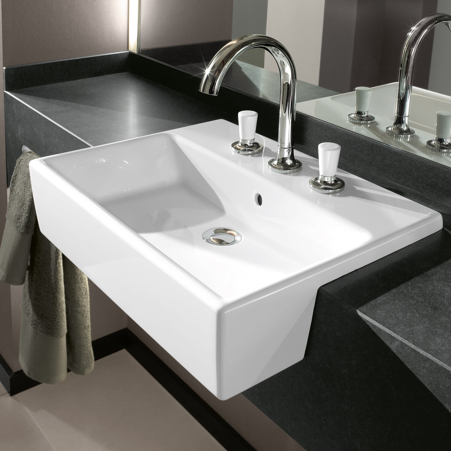 Villeroy & Boch Memento Vorbauwaschtisch, Badkeramik, 41335501, weiß alpin