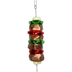 Christbaumschmuck 12,7cm Glas Schaschlikspieß Figur Handbemalt & mit Glitzer Weihnachtsbaum Anhänger Weihnachten Weihnachtsbaumschmuck Essen Barbecue