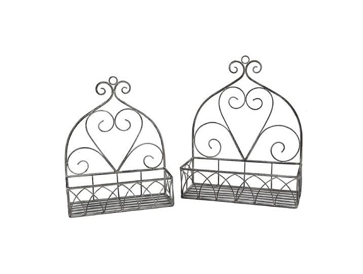 Wandregal AMBIENTE HAUS Dekoregal 2er Set eckig in grau , grau, B:37cm H:45cm T:16cm, Metall, Regale, Wandregal, Wandgestell, Aufbewahrungsregal