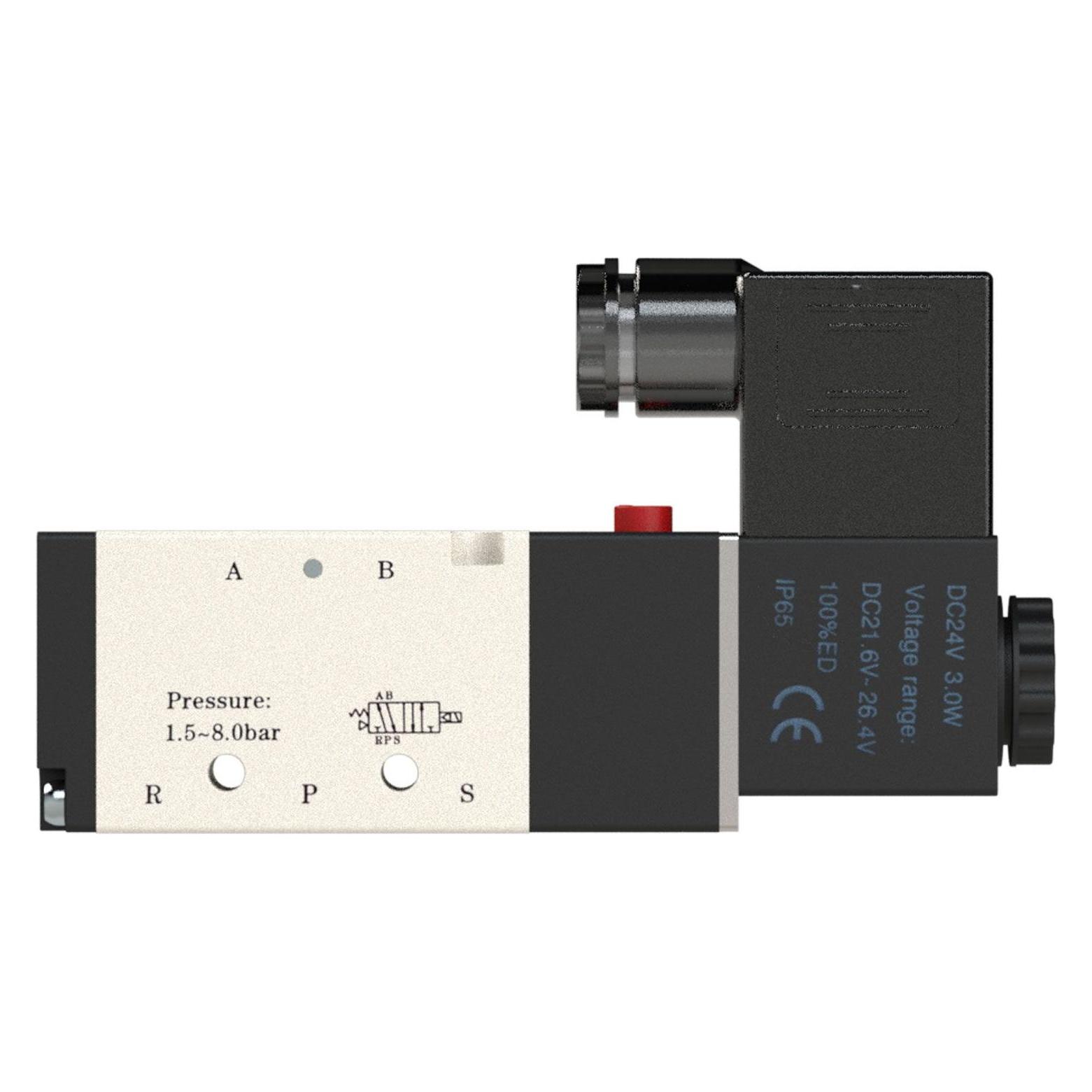Riegler 5/2-Wegeventil, elektropneumatisch, "4V", monostabil, M5, 24 V DC (517.2000)