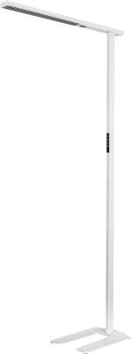 LED-Stehleuchte MGL LICHT OSL6000, 60W, 6520 lm, 4000K, dimmbar, Multifunktionstouchpanel, Bewegungs- & Tageslichtsensor, Direkt-/Indirektlicht, höhenverstellbare Drehfüße, weiß