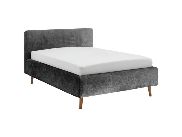 Xora Polsterbett, Anthrazit, Holz, Esche, massiv, 140x200 cm, Reach, gepolstertes Kopfteil, Stoffauswahl, Schlafzimmer, Betten, Polsterbetten
