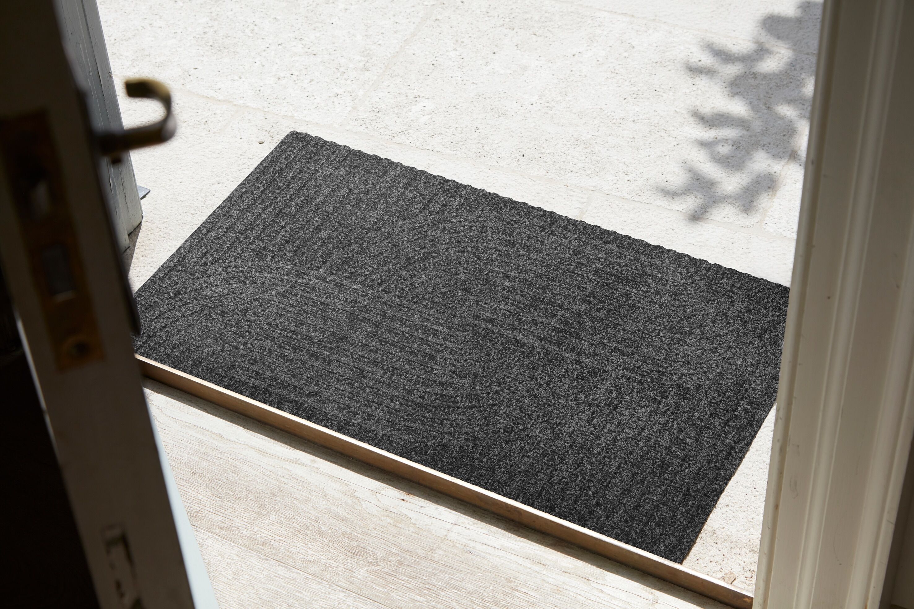 Fussmatte "Loop dark grey", grau, B:45cm H:8mm L:75cm, Obermaterial: 50% Polyester, 50% Polypropylen, WASH+DRY BY KLEEN-TEX, Teppiche, Fussmatte grau B : 45cm 1 Stk., 8mm, L: 75cm