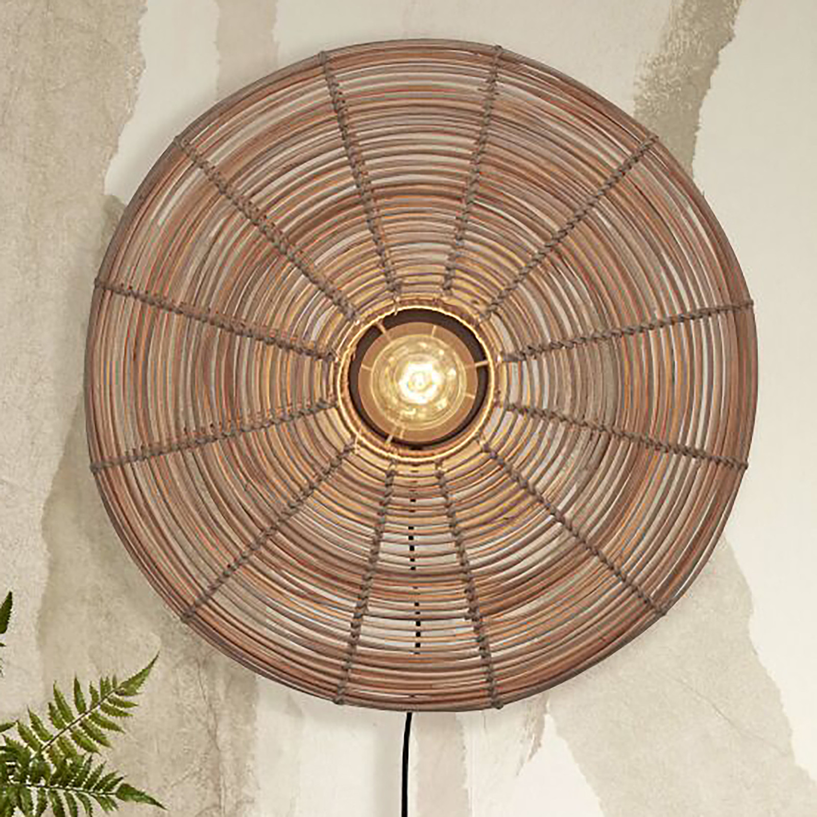 home24 Wandlamp Tanami type B beige rotan Ø 55cm