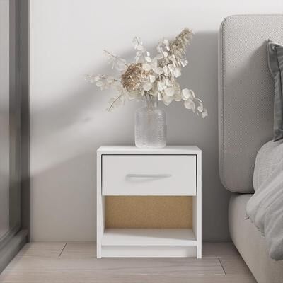 "Meble Furniture Polo 1D Compact 15"" Single Drawer Nightstand 15.2""W x 11""D x 15.9""H Matte Modern European Design"