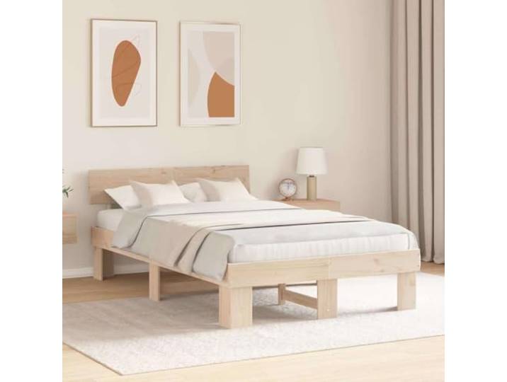 KTHLBRH Bettgestell Natur 135 x 190 cm Kiefer massiv Modernes Design, klare Linien, stabile Basis, geeignet für verschiedene Stile