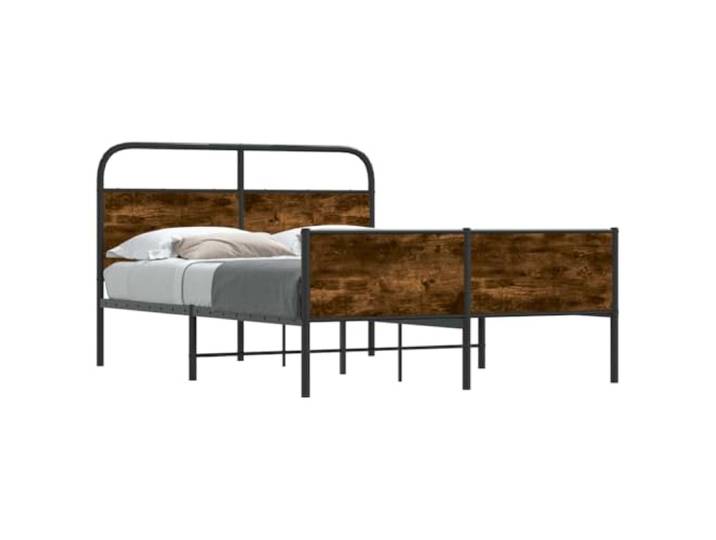 PUGYNBK Bettrahmen ohne Matratze, 120 x 200 cm, Sonoma-Eiche Stabile Stahlbasis, Kopf- und Fußteil, Lattenrost, ohne Matratze im Lieferumfang enthalten
