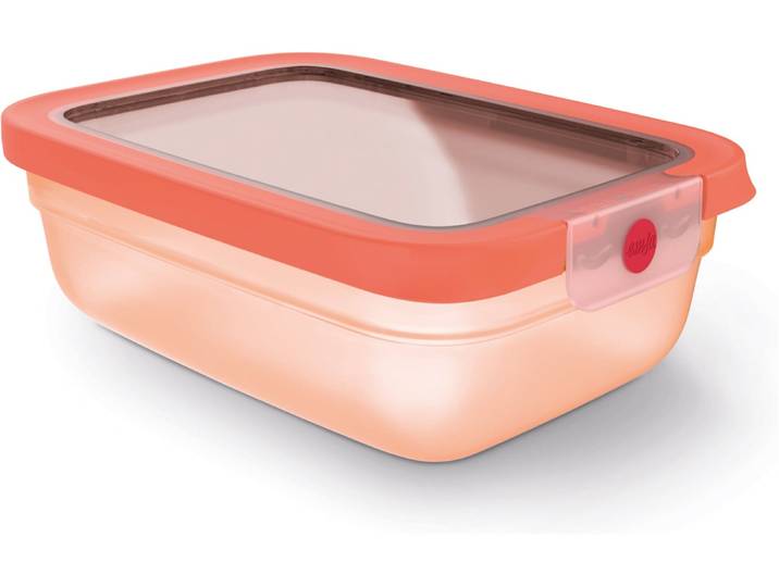 Frischhaltedose EMSA oneClick , orange, B:15,95cm H:7,32cm L:21,73cm, Polyprophylen (PP), Lebensmittelaufbewahrungsbehälter, Frischhaltedose, verschlossen mit nur 1 x Klick, 100% dicht, made in Germany