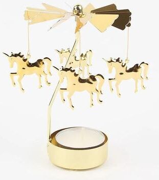 Uplifted Finds Rotating Metal Carousel Candle Holder Heat Powered Spinning Candle Tray For Holidays & Dinner Decor unicorn