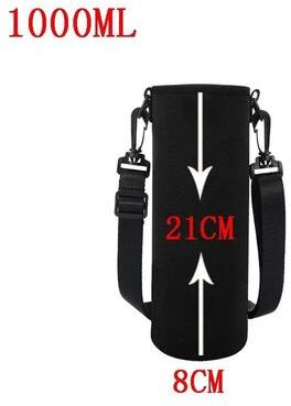 Uplift Essentials Portable Neoprene Water Bottle Holder Pouch With Adjustable Strap For Travel black 1000ml