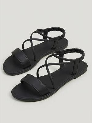 LightInthebox Women's White Strappy Sandals - Comfortable Flat Summer Shoes with Crisscross Slender Straps Elastic Back for Beach Vacations and Island Travel