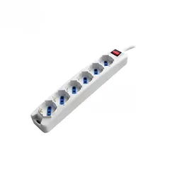 Alcapower Steckdosenleiste 6-fach Schuko Bipasso, 1,5m Kabel, 90° Stecker - Ideal für Home & Office - Kompaktes weißes Design