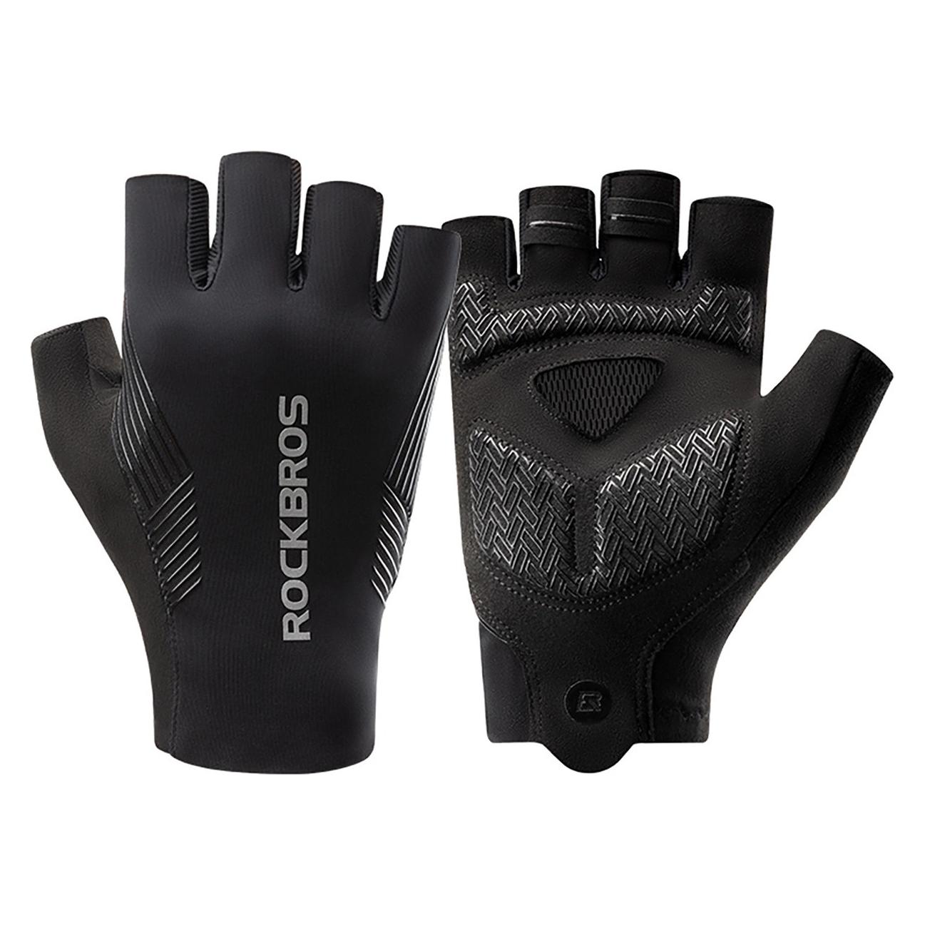 Rockbros cycling gloves spring/summer/autumn, short fingers, size: XL - black (XL) (8386824304596)
