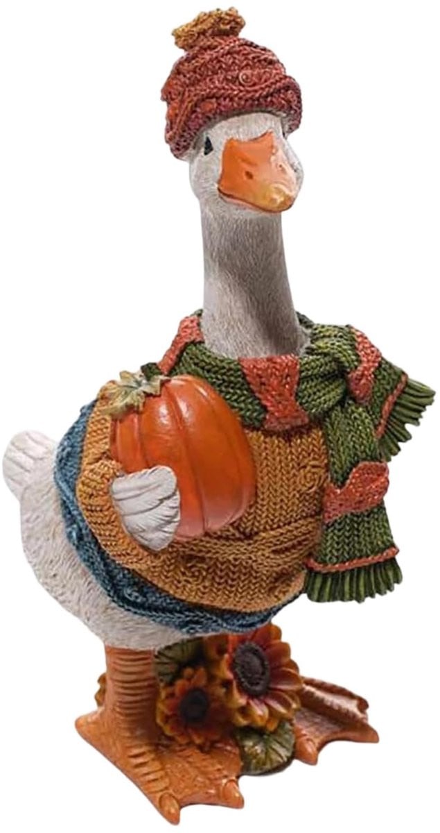 Handbeschilderd Hars Ornament Herfst Pompoen Eend voor op tafel