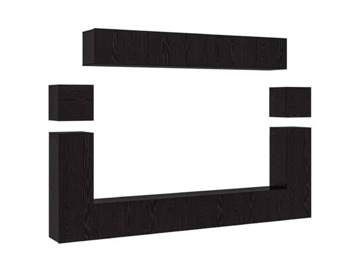 KTHLBRH 8-teiliges TV-Möbel-Set zur Wandmontage aus Holz, Eiche schwarz Wandmontage, Flügeltüren, Innenregale, Multimedia-Aufbewahrung, minimalistisches Design