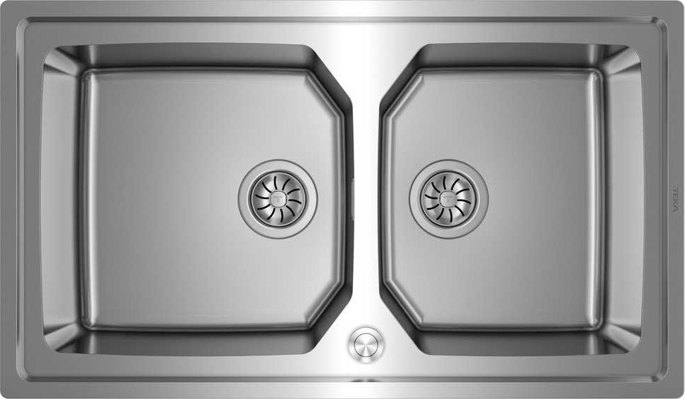 Teka Brooklyn 90 M-XP 2B, Aufsatzwanne, Rechteckig, Edelstahl, Edelstahl, 2 Becken, Quadratisch