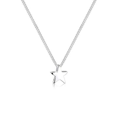 Kette mit Anhänger ELLI "Halskette Stern Schlicht Basic 925 Silber" Gr. 45, silber, Halsketten, Damen, ohne Stein, Silber 925 (Sterlingsilber)