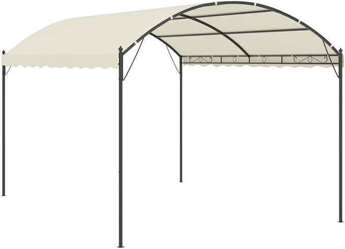 Gartenpavillon 4x3m Pavillon mit Stahlrahmen und Polyester-Dach, Gartenzelt für Garten und Terrasse, Stabiler Unterstand für Feiern und Events, Creme Schwarz
