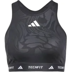 ADIDAS Damen BH TECHFIT Medium-Support High-Neck Print, Größe S/CD in Schwarz Schwarz