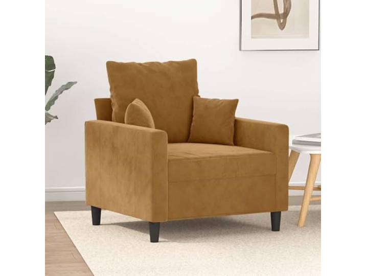HEFZGDB Brauner Samt Sessel 60 cm mit Metallgestell für Wohnzimmer Komfort und Elegantes Möbelstück