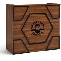 BarberPub Empfangstheke mit 2 Schubladen & 3 Schränken, Empfangstisch Abschließbar, Empfangstresen Holz, Rezeptionstisch Rezeptionstheke Kassentheke für Friseursalon, 55x120x110 cm, R9760 (Braun)