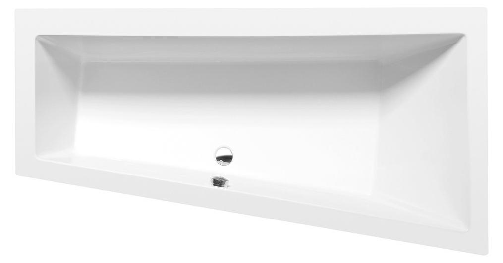Polysan ANDRA R asymmetrische Badewanne 160x90x45cm, Weiß matt