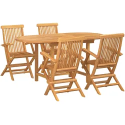vidaXL 5-tlg. Garten-Essgruppe Massivholz Teak