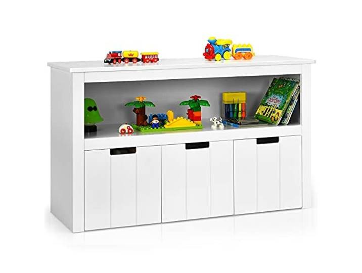 COSTWAY Spielzeugschrank Holz, Spielzeug-Organizer für Kinder, Aufbewahrungsschrank mit 3 Schubladen, Kommode Sideboard für Kinderzimmer & Wohnzimmer, Kommode Kinderschrank, 102x33x61,5cm