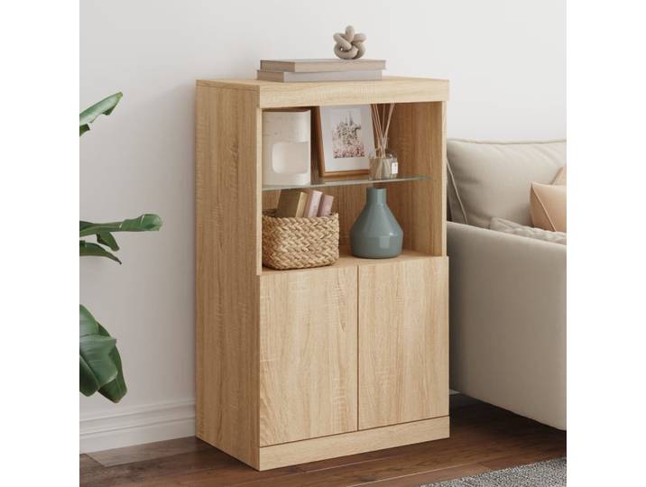 vidaXL Sideboard mit LED-Leuchten Sonoma-Eiche 60,5x37x100 cm