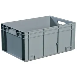 Tecwerk, Lagerbehälter, Transportstapelbehälter L600xB400xH420mm grau PP Durchfassgriff Seitenwände geschlossen