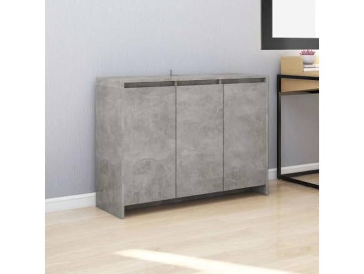 RJPLMFV Anrichte, betongrau, 102 x 33 x 75 cm, 3 Türen Holzwerkstoff, Aufbewahrung für Bücher, robuste Oberseite für Dekoration