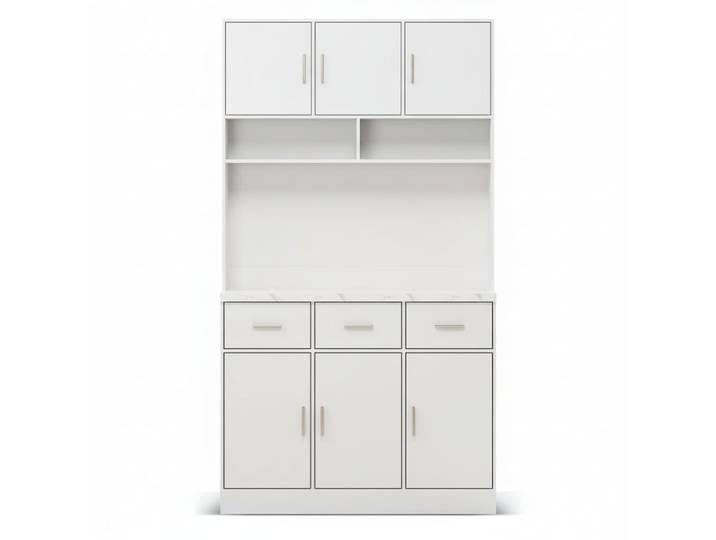 Vitrine haute avec éclairage LED, 3 tiroirs et 6 portes
