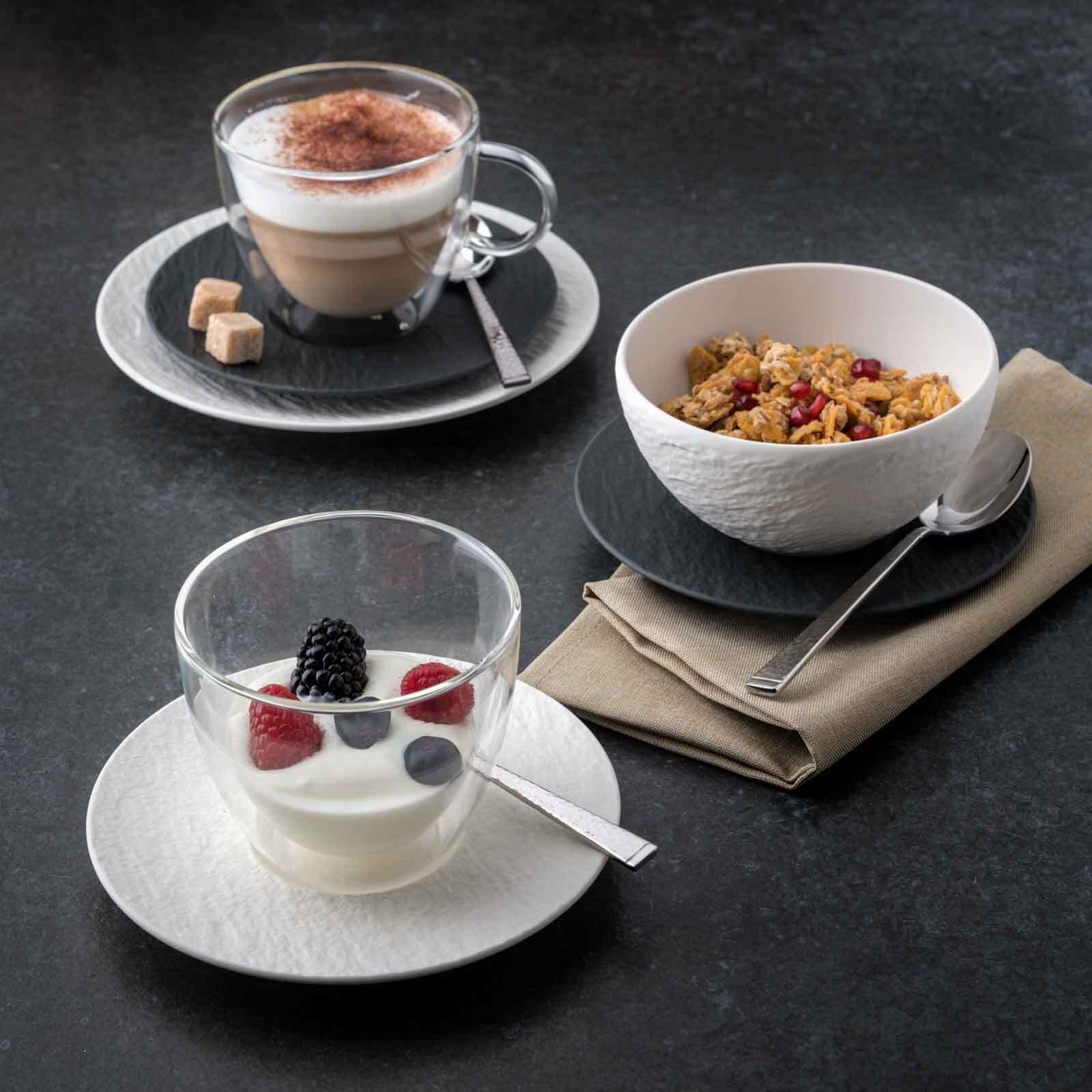 Thermoglas VILLEROY & BOCH "Espressoglas mit Untertasse Manufacture Rock 70 ml weiß", weiß, Trinkgefäße, Thermoglas