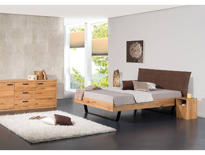 Lit Natura 140 x 200cm Tissé à plat Marron Chêne sauvage