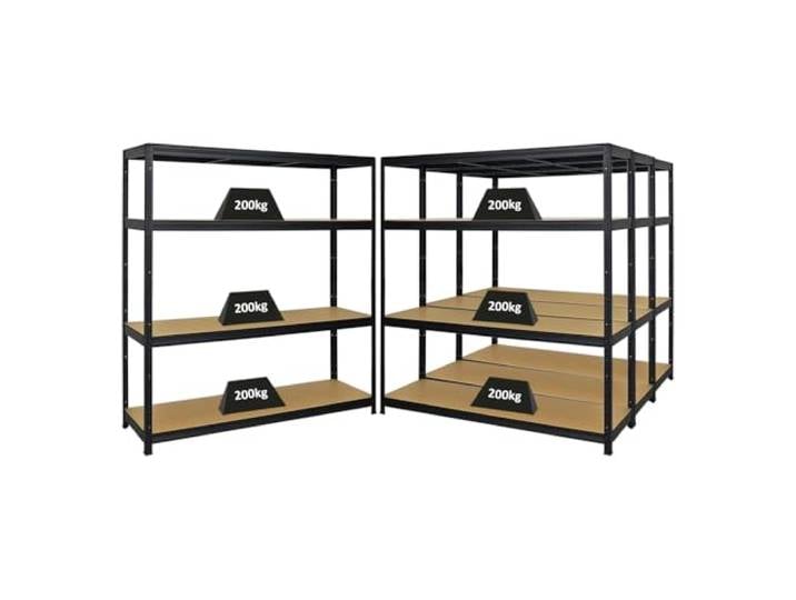 PROREGAL Mega Deal 4er-Set Schwerlastregal Giant Elephant 160x150x45cm mit 4 Ebenen Fachlast 200kg Schwarz, Kellerregal, Steckregal, Garagenregal, Lagerregal