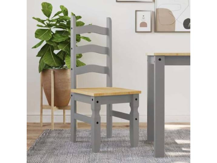 NLQMSU Esszimmerstühle aus massivem Kiefernholz, Grau, 2 Stück Massives Kiefernholz, gerade Maserung, rustikale Knoten, minimalistisches Design, Küche, Esszimmer, Wohnzimmer