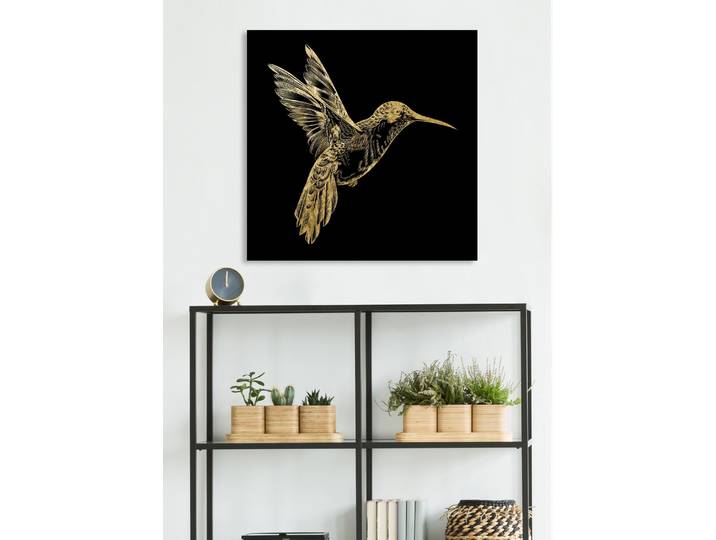 Acrylglasbild GOODPRODUCT Kolibri - Acrylbilder mit Blattgold veredelt , gold (farbe bild(er): gold), B:40cm H:40cm, Bilder, Acrylglasbild, Goldveredelung, Handgearbeitet, Gerahmt, Edel
