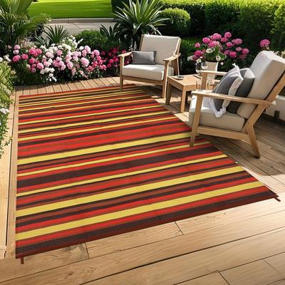 Garvee Modern Colorful Stripes Outdoor Rug