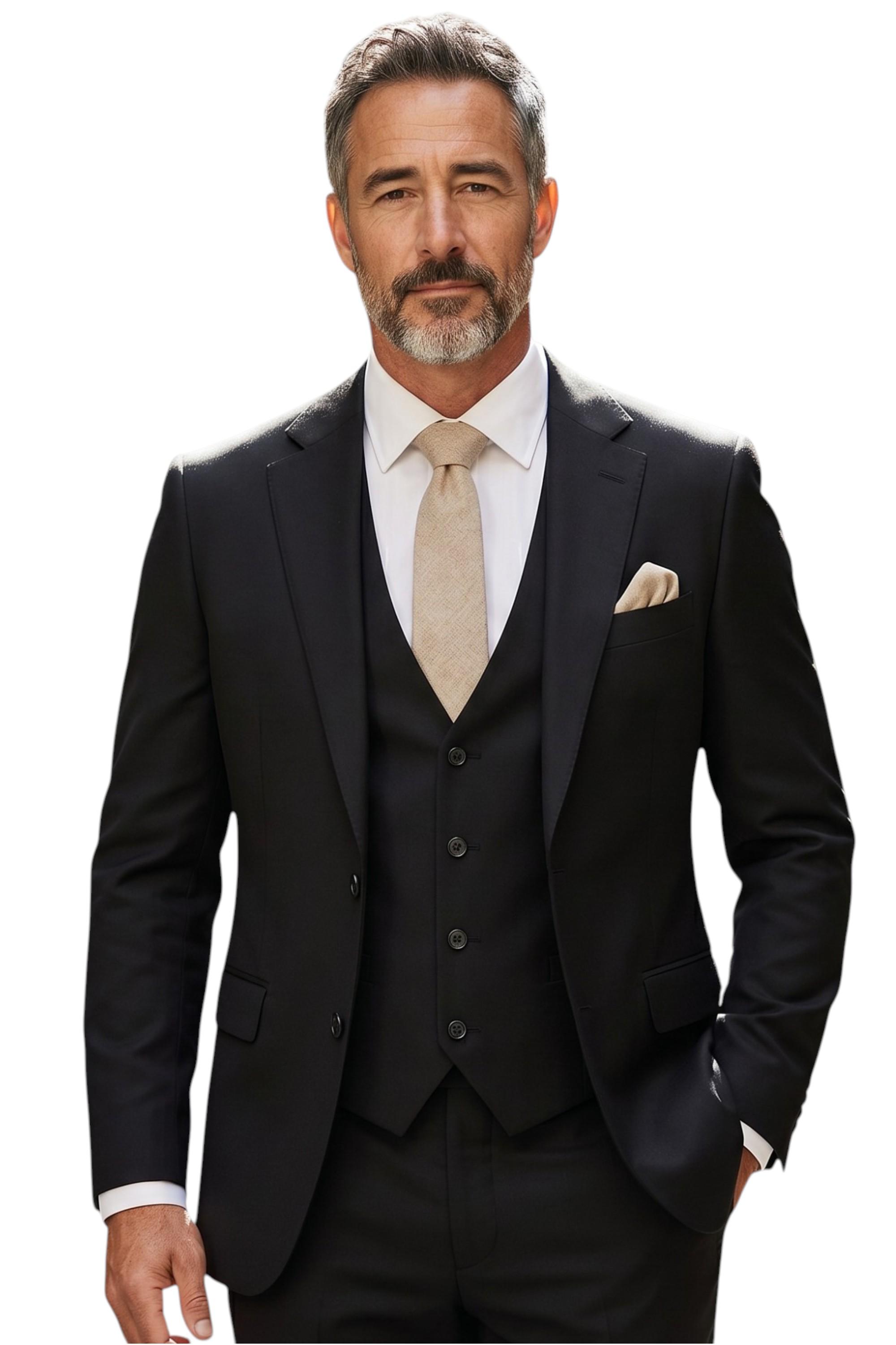 Herren Schwarzer 3-teiliger formeller klassischer Business-Arbeitsanzug – IM30