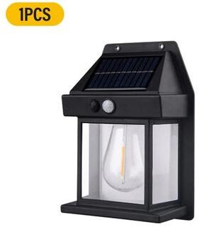 Useful Little Things Solar LED Wall Light With Motion Sensor Waterproof Outdoor Security Lamp 1pc Black