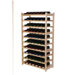 PROREGAL Weinregal SPREEWALD HxBxT 124x70x33cm 60 Flaschen auf 10 Ebenen Massives Kiefernholz Natur Flaschenregal Weinständer Holzregal