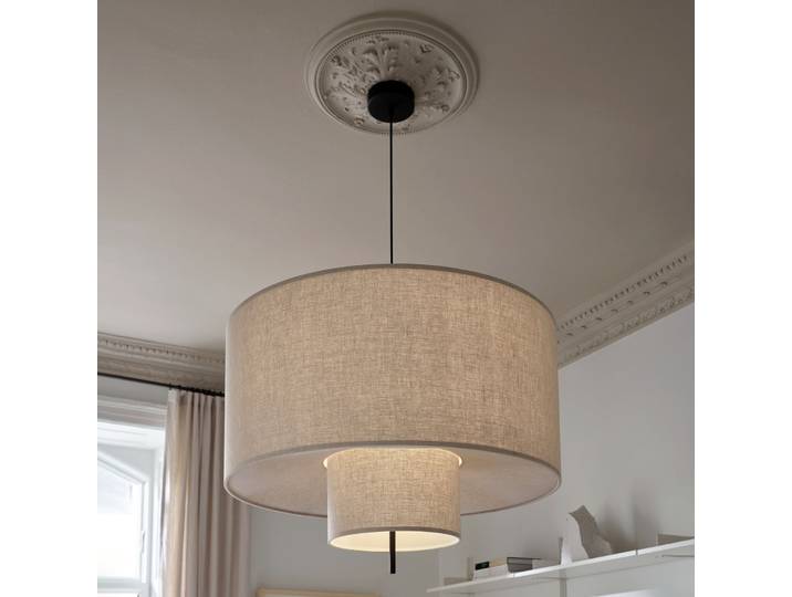 Margin Pendelleuchte, beige, Ø88 cm, Textil - New Works - Wohnzimmer - Design - Stoff / Textil - Einflammig
