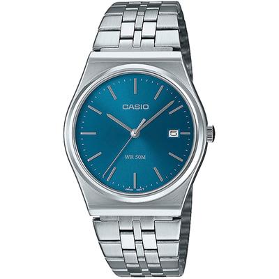 Quarzuhr, silber (silberfarben, nachtblau, blau), CASIO TIMELESS COLLECTION, Armbanduhren, Damen, silberfarben, Quarzuhr, Armbanduhr, Herrenuhr, Damenuhr, Jugendliche, Datum, Edelstahlarmband
