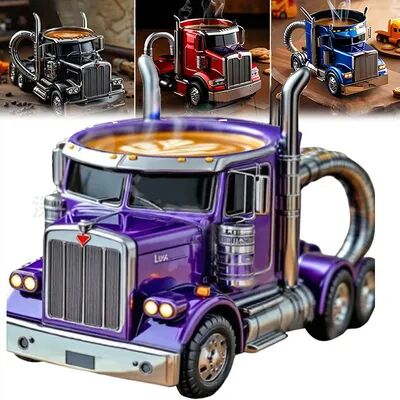 Discount Dollar Deals Durable Truck Coffee Mug, Semi Truck Coffee Cup, Handcrafted Semi Trailer Shaped Mug For Men And Women black