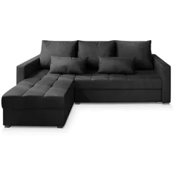 ECKSOFA KOS PIK M Schwarz Velours-Stoff mit Schlaffunktion