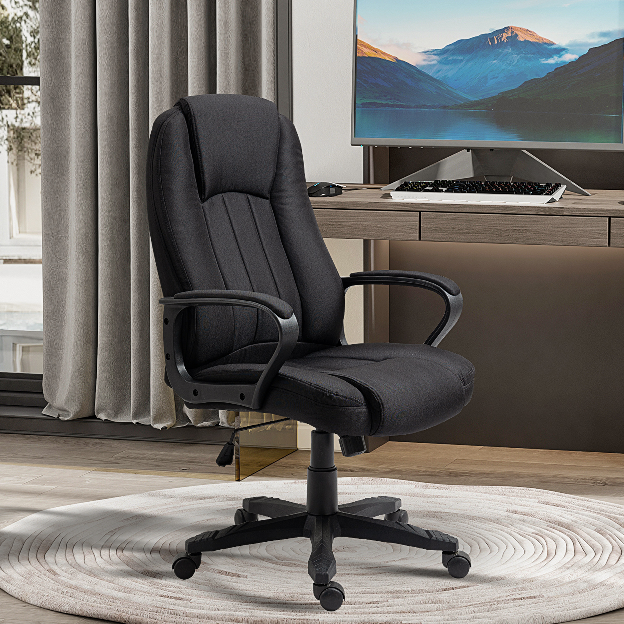 Vinsetto Poltrona da Ufficio Massaggiante ad Altezza Regolabile, 60x74x106-116cm, Nera Aosom