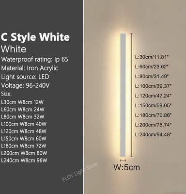 Modern Harvest Tools & Trends Minimalist Wall Lamps Line Light, Long Strip Outdoor Garden Wall Lamp For Villa Background Decoration c Style White neutral No Remote l80cm